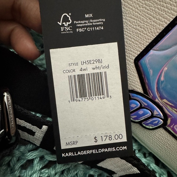 Karl Lagerfeld White Camera Bag with Iridescent White Bluish Detail - Picture 3 of 9